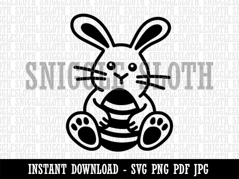 Easter Bunny with Egg Clipart Digital Download SVG PNG JPG PDF Cut Files