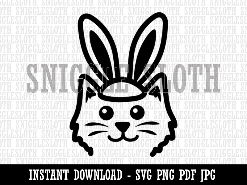 Easter Cat with Bunny Ears Clipart Digital Download SVG PNG JPG PDF Cut Files