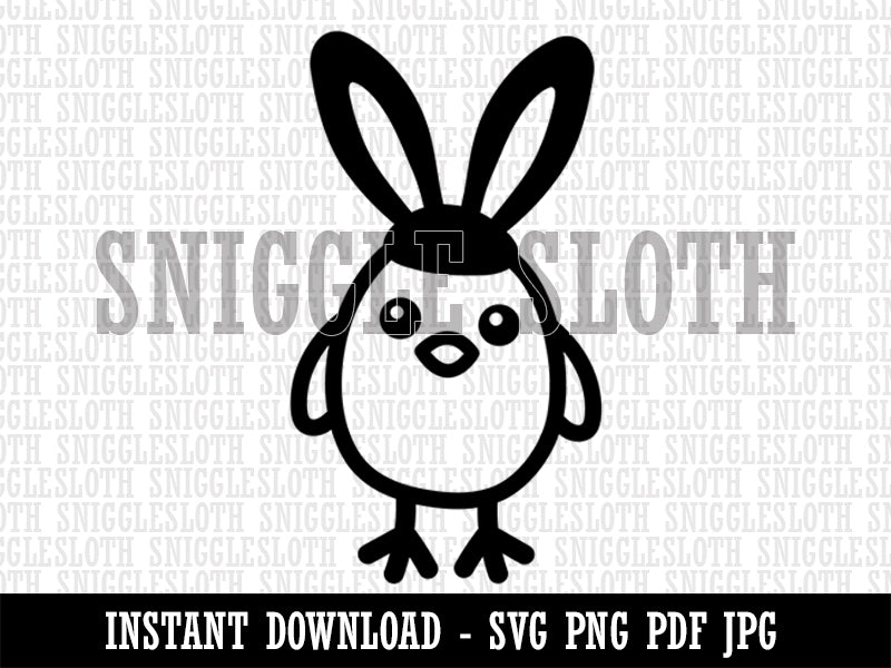 Easter Chick with Bunny Ears Clipart Digital Download SVG PNG JPG PDF Cut Files