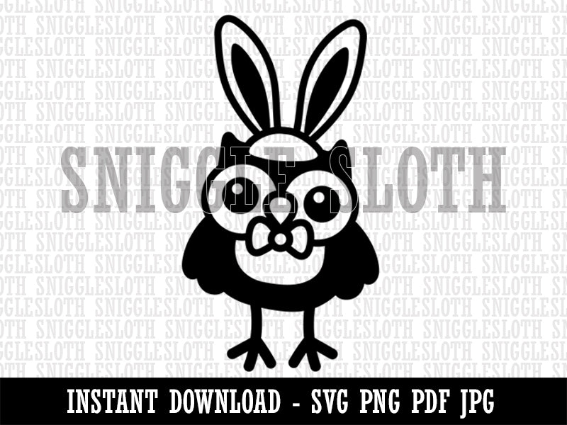 Easter Owl with Bunny Ears Clipart Digital Download SVG PNG JPG PDF Cut Files