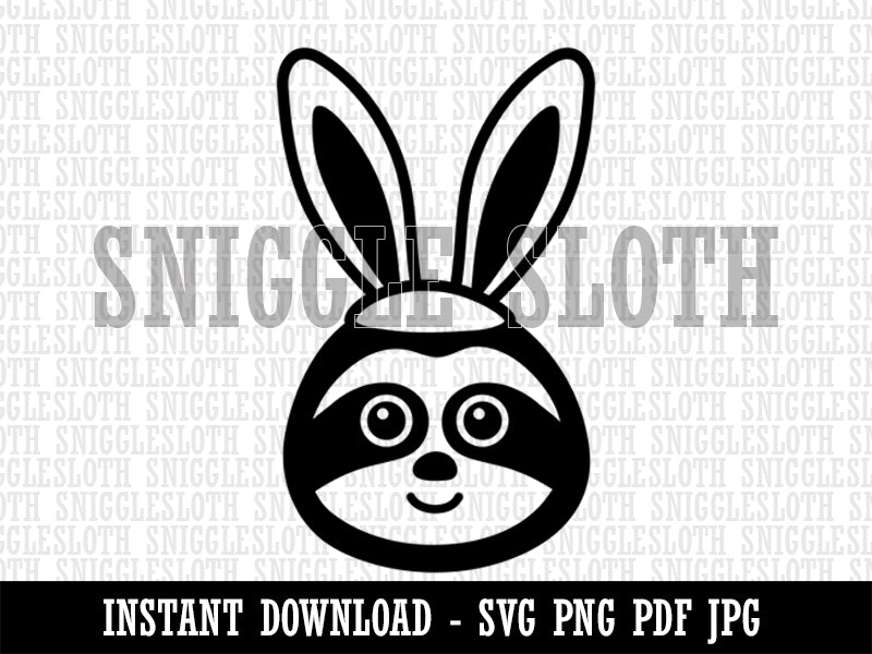 Easter Sloth with Bunny Ears Clipart Digital Download SVG PNG JPG PDF Cut Files