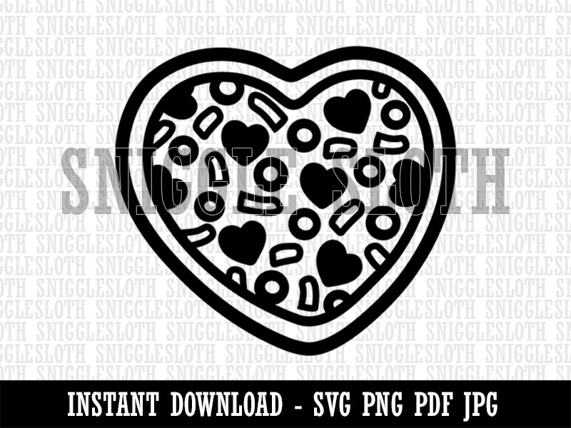 Heart Pizza Love Clipart Digital Download SVG PNG JPG PDF Cut Files
