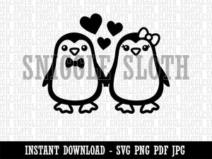 Penguin Couple in Love Anniversary Clipart Digital Download SVG PNG JPG PDF Cut Files
