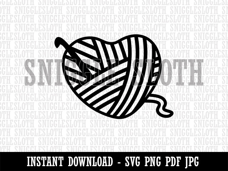 Yarn Heart Crocheting Clipart Digital Download SVG PNG JPG PDF Cut Files