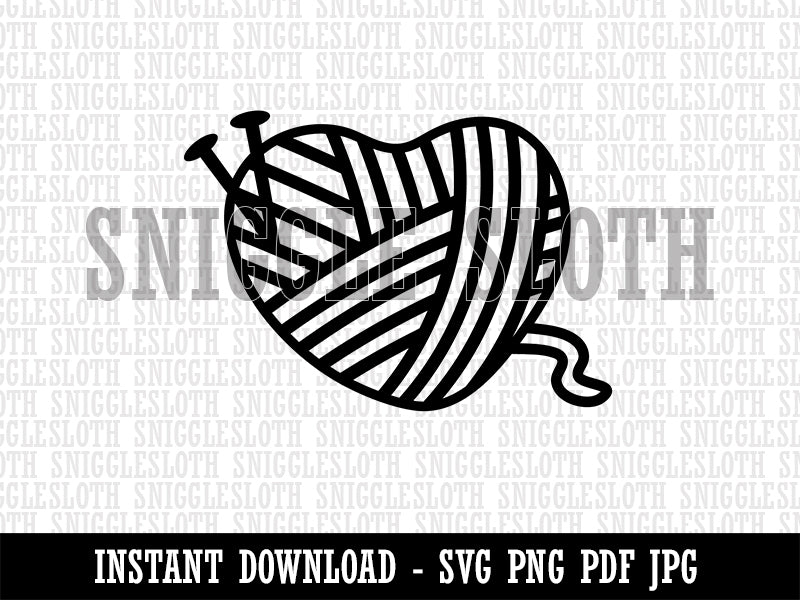 Yarn Heart Knitting Clipart Digital Download SVG PNG JPG PDF Cut Files
