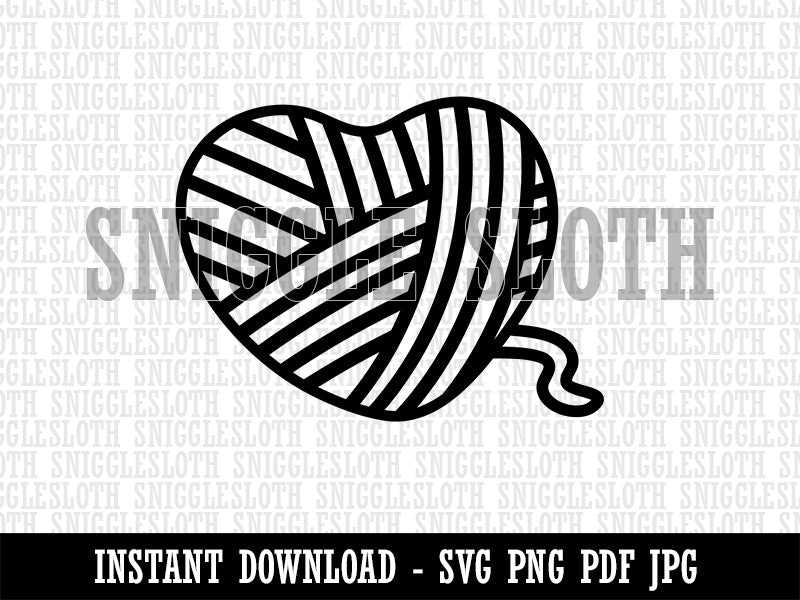 Yarn Heart Clipart Digital Download SVG PNG JPG PDF Cut Files