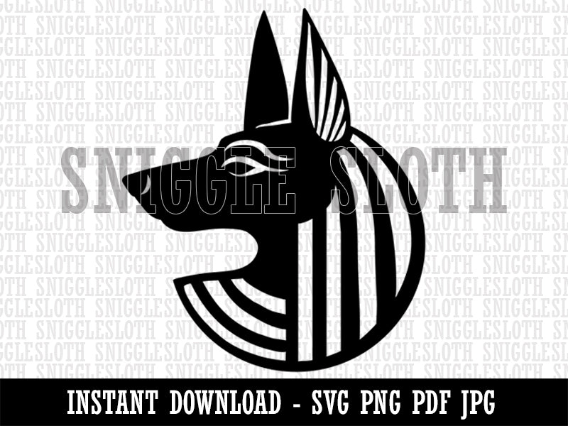 Anubis Head Egyptian God of Death Clipart Digital Download SVG PNG JPG PDF Cut Files