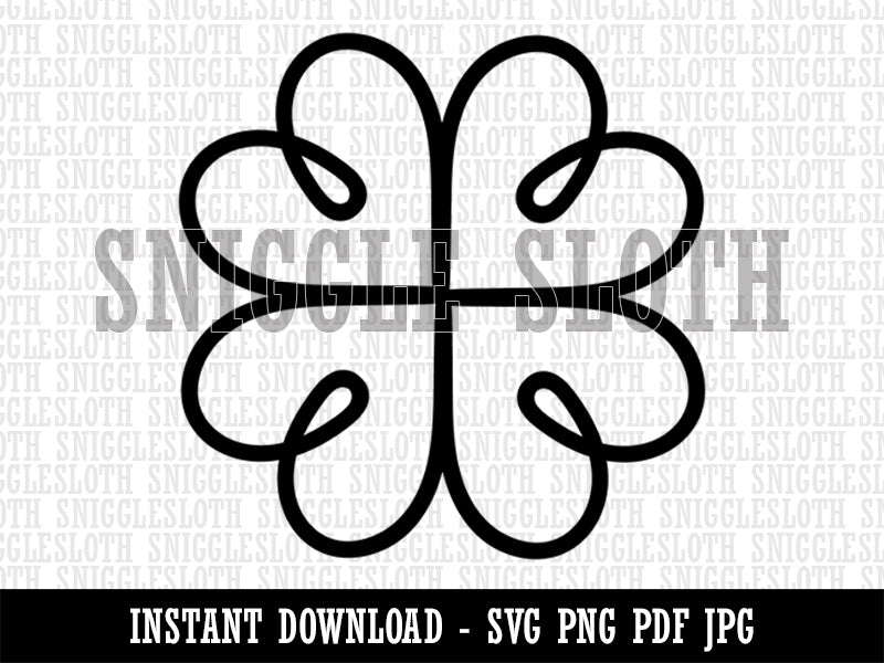 Four Leaf Lucky Clover Tribal Celtic Knot Clipart Digital Download SVG PNG JPG PDF Cut Files