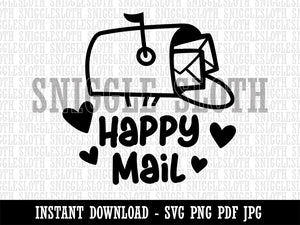 Happy Mail Envelope Mailbox with Heart Clipart Digital Download SVG PNG JPG PDF Cut Files