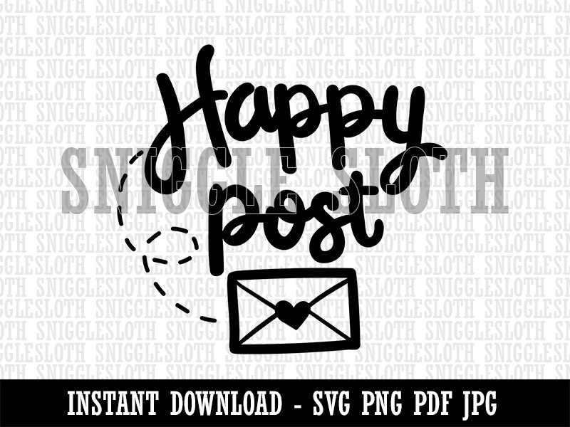 Happy Post Mail Envelope with Heart Clipart Digital Download SVG PNG JPG PDF Cut Files