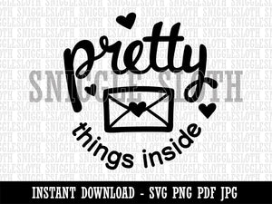 Pretty Things Inside Mail Envelope with Heart Clipart Digital Download SVG PNG JPG PDF Cut Files