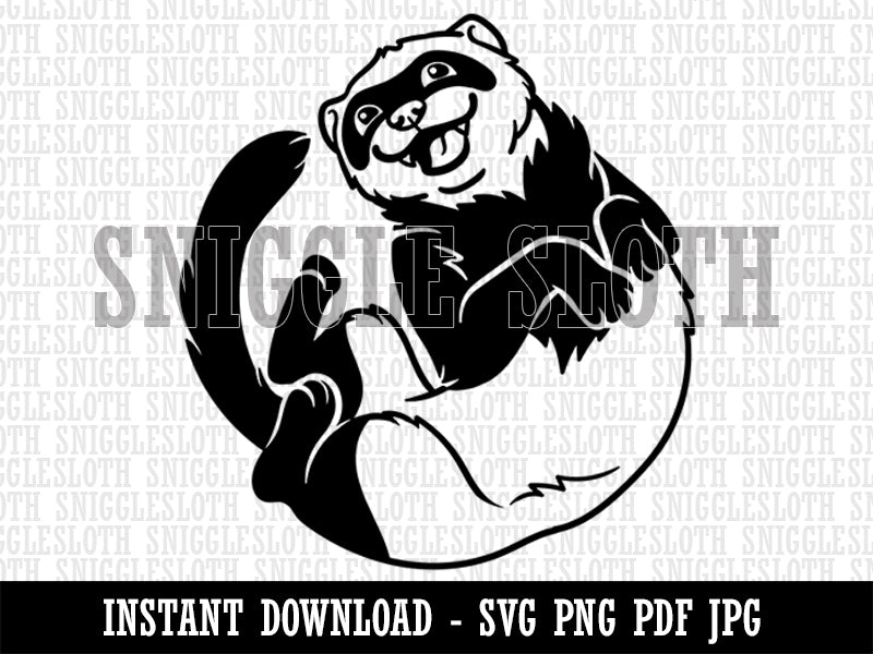Silly Ferret on Back Clipart Digital Download SVG PNG JPG PDF Cut Files