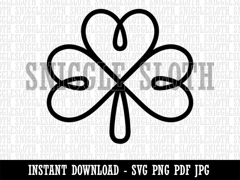 Three Leaf Clover Shamrock Tribal Celtic Knot Clipart Digital Download SVG PNG JPG PDF Cut Files