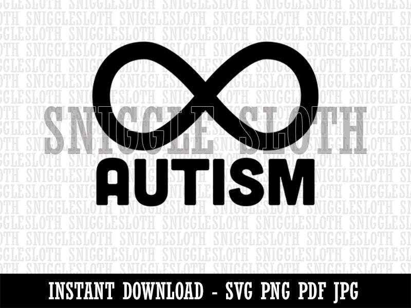 Autism Awareness Infinity Symbol Clipart Digital Download SVG PNG JPG PDF Cut Files