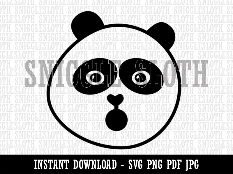 Surprised Panda Face Shocked Clipart Digital Download SVG PNG JPG PDF Cut Files