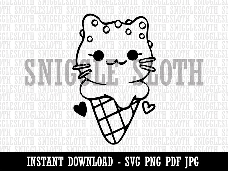 Yummy Ice Cream Cone Cat with Sprinkles Clipart Digital Download SVG PNG JPG PDF Cut Files