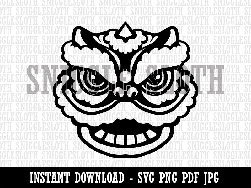 Chinese New Year Lion Dancer Head Clipart Digital Download SVG PNG JPG PDF Cut Files