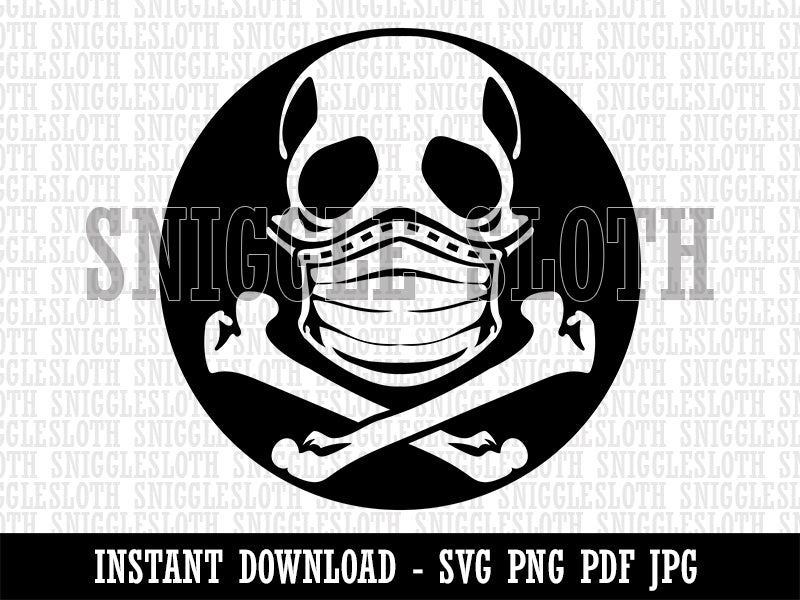 Skull Wearing Mask Clipart Digital Download SVG PNG JPG PDF Cut Files