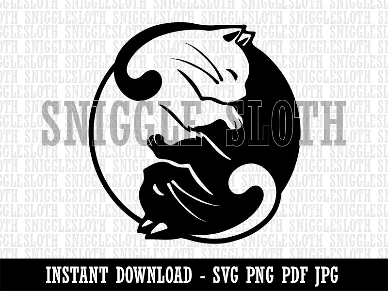 Yin and Yang Cats Curled Up Together Clipart Digital Download SVG PNG JPG PDF Cut Files