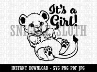 It's a Girl Lion Gender Reveal Clipart Digital Download SVG PNG JPG PDF Cut Files
