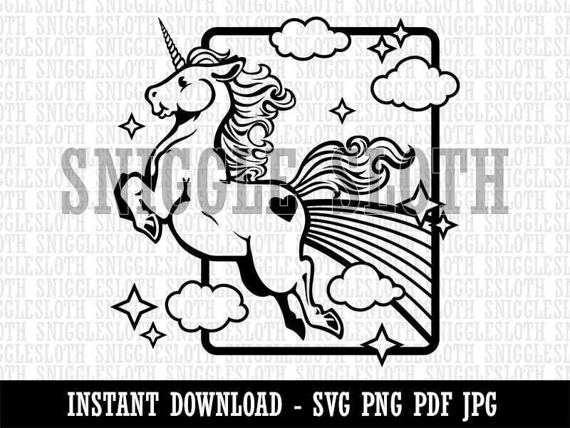 Magical Unicorn Pooping Rainbow and Stars Clipart Digital Download SVG PNG JPG PDF Cut Files