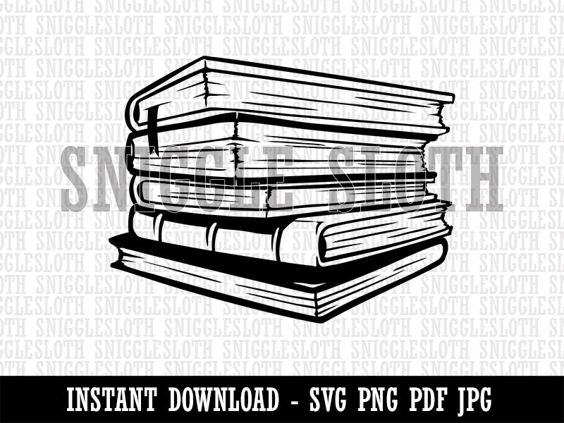 Stack Pile of Books Reading Clipart Digital Download SVG PNG JPG PDF Cut Files