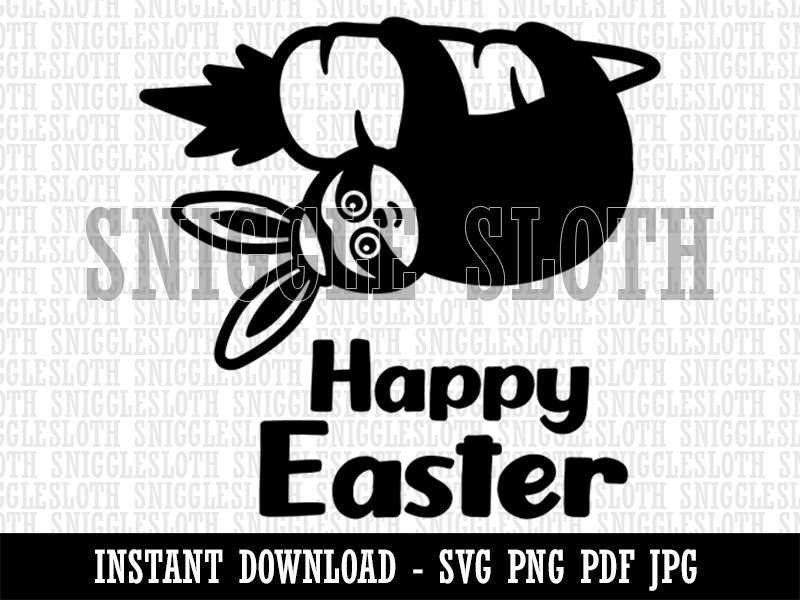 Happy Easter Sloth Hanging from Carrot Clipart Digital Download SVG PNG JPG PDF Cut Files