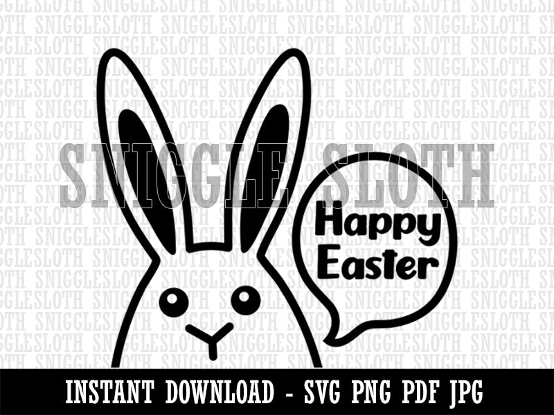 Peeking Bunny Happy Easter Clipart Digital Download SVG PNG JPG PDF Cut Files
