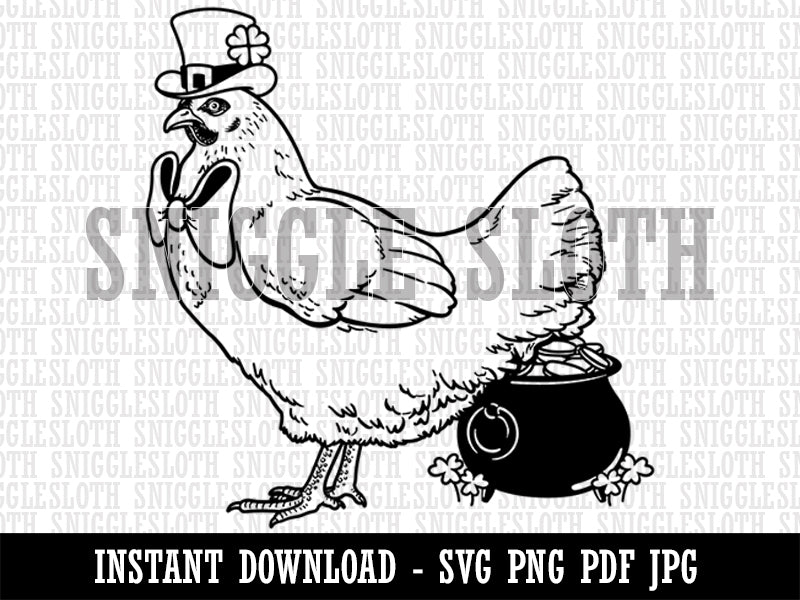 Saint Patrick's Day Leprechaun Hen Holiday Chicken Clipart Digital Download SVG PNG JPG PDF Cut Files