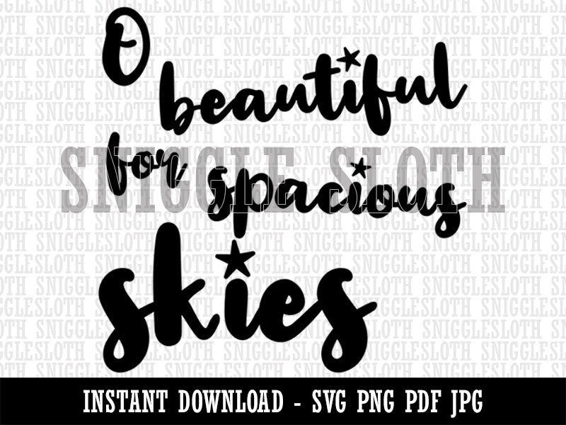O Beautiful for Spacious Skies America the Beautiful Patriotic USA  Clipart Digital Download SVG PNG JPG PDF Cut Files