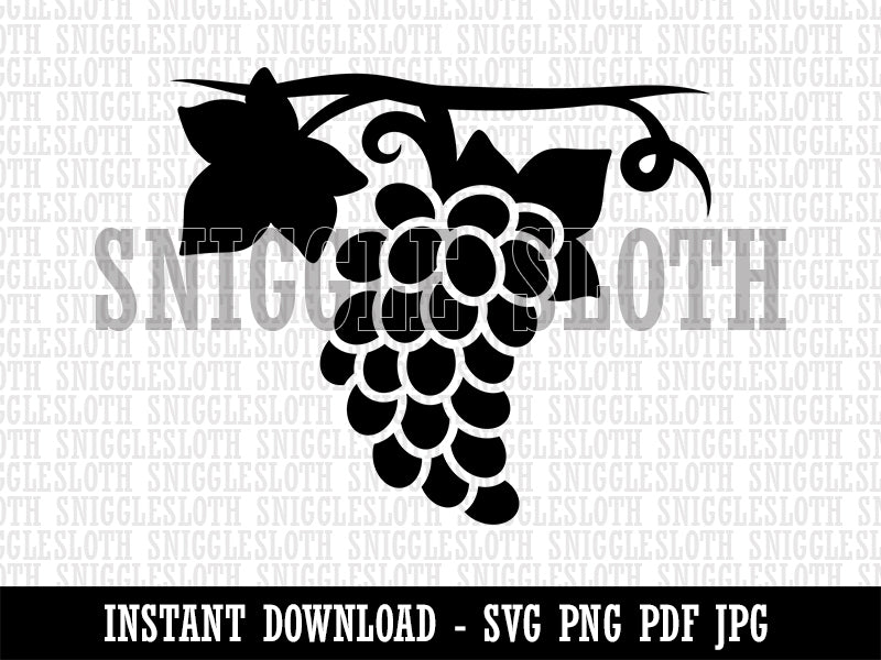 Grapes on the Vine Clipart Digital Download SVG PNG JPG PDF Cut Files
