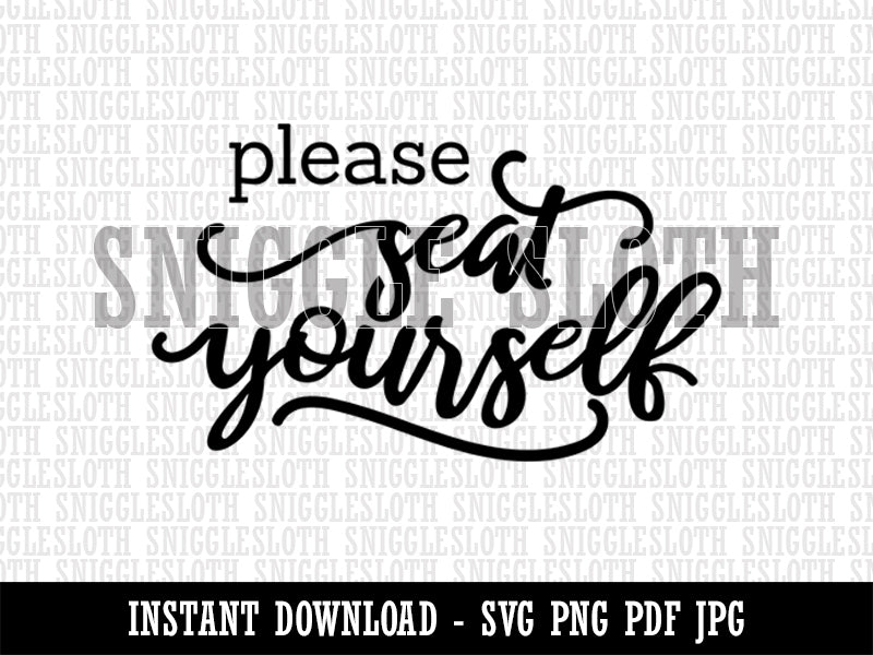 Please Seat Yourself Bathroom Wedding Clipart Digital Download SVG PNG JPG PDF Cut Files