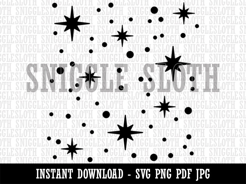 Shining Stars Outer Space Clipart Digital Download SVG PNG JPG PDF Cut Files