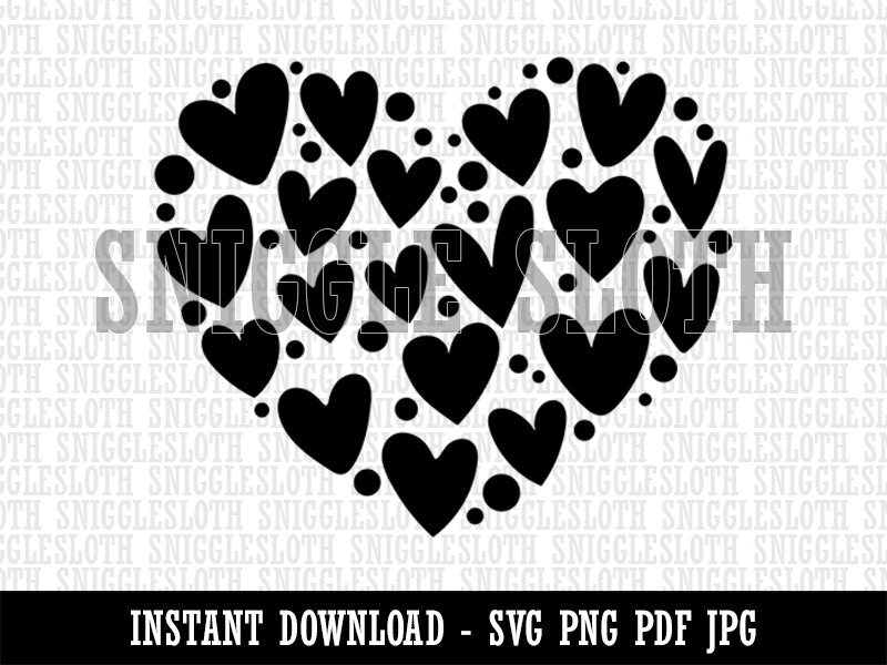 Adorable Heart Made of Hearts and Dots Clipart Digital Download SVG PNG JPG PDF Cut Files