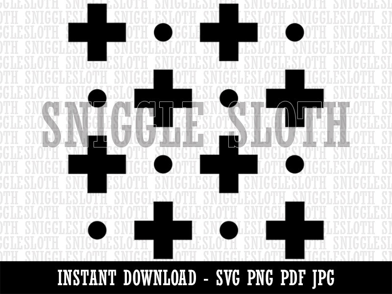 Swiss Cross with Dots Repeating Pattern Clipart Digital Download SVG PNG JPG PDF Cut Files