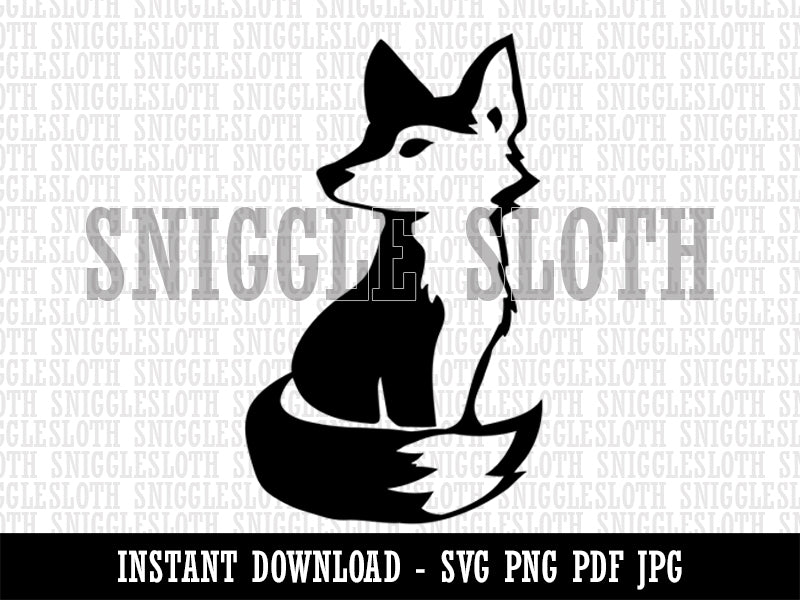Curious Fox Sitting Looking Back Clipart Digital Download SVG PNG JPG PDF Cut Files