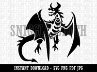 Fierce Horned Flying Dragon Wyvern Clipart Digital Download SVG PNG JPG PDF Cut Files