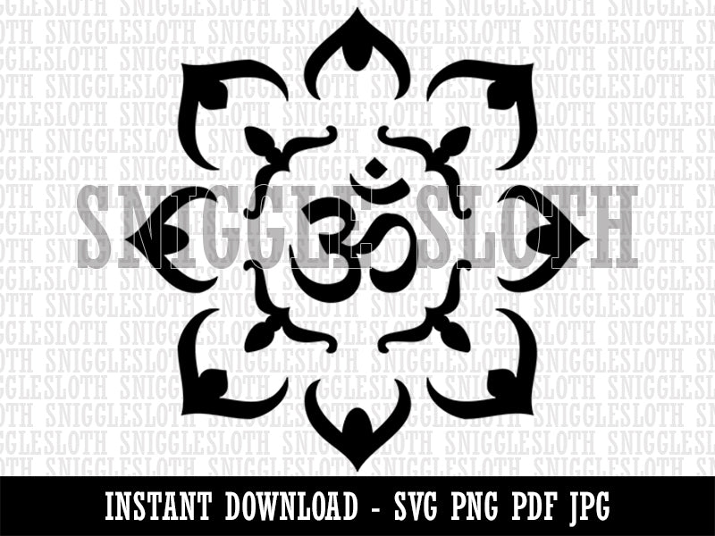 Om Aum Ohm Meditation Mandala Symbol Clipart Digital Download SVG PNG JPG PDF Cut Files