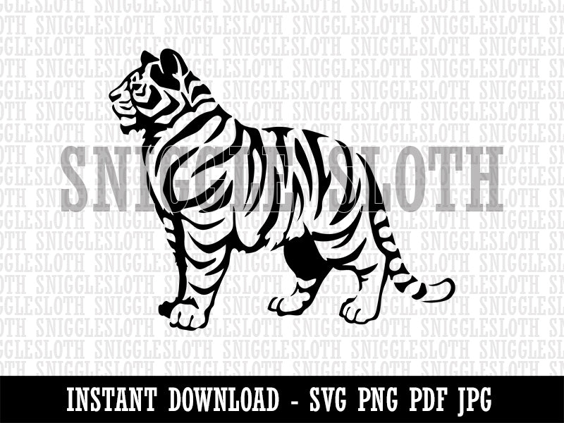 Regal Standing Bengal Tiger Clipart Digital Download SVG PNG JPG PDF Cut Files