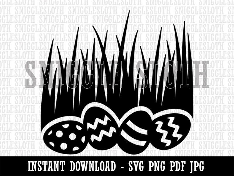 Easter Eggs in Grass Clipart Digital Download SVG PNG JPG PDF Cut Files