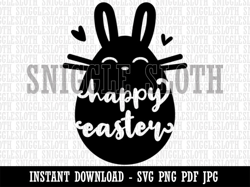 Happy Easter Bunny Egg Silhouette Clipart Digital Download SVG PNG JPG PDF Cut Files