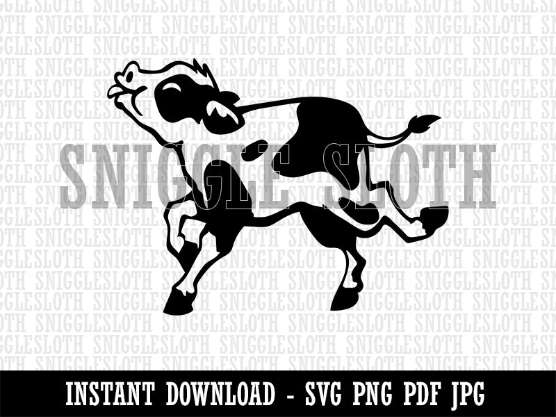 Happy Prancing Spotted Cow Calf Clipart Digital Download SVG PNG JPG PDF Cut Files