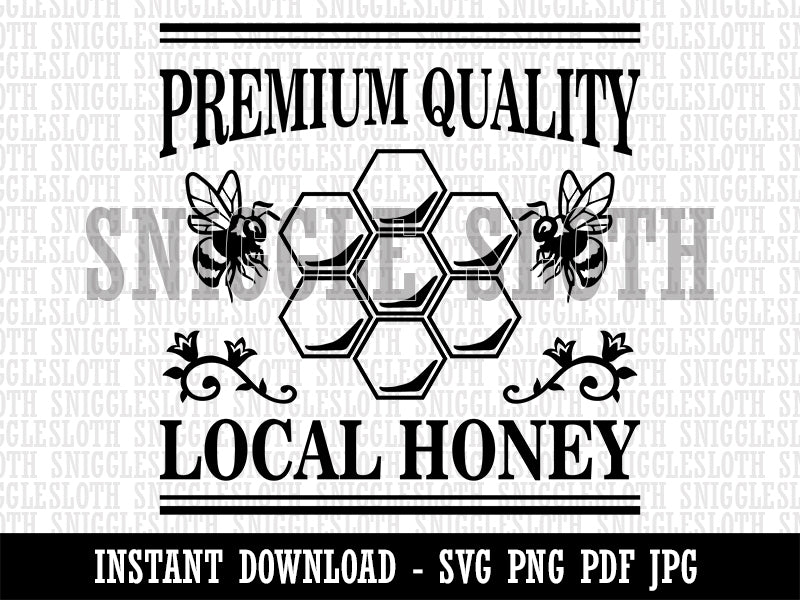 Premium Quality Local Honey with Bees and Honeycombs Clipart Digital  Download SVG PNG JPG PDF Cut Files