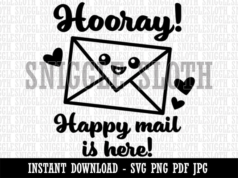 Hooray Happy Mail is Here Clipart Digital Download SVG PNG JPG PDF Cut Files