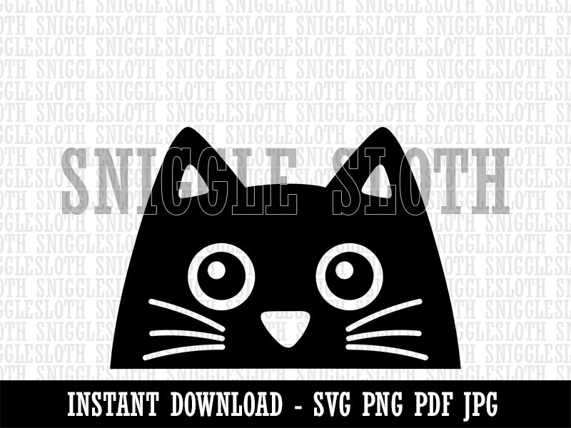 Peeking Black Cat Clipart Digital Download SVG PNG JPG PDF Cut Files