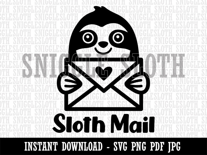 Sloth Mail Clipart Digital Download SVG PNG JPG PDF Cut Files