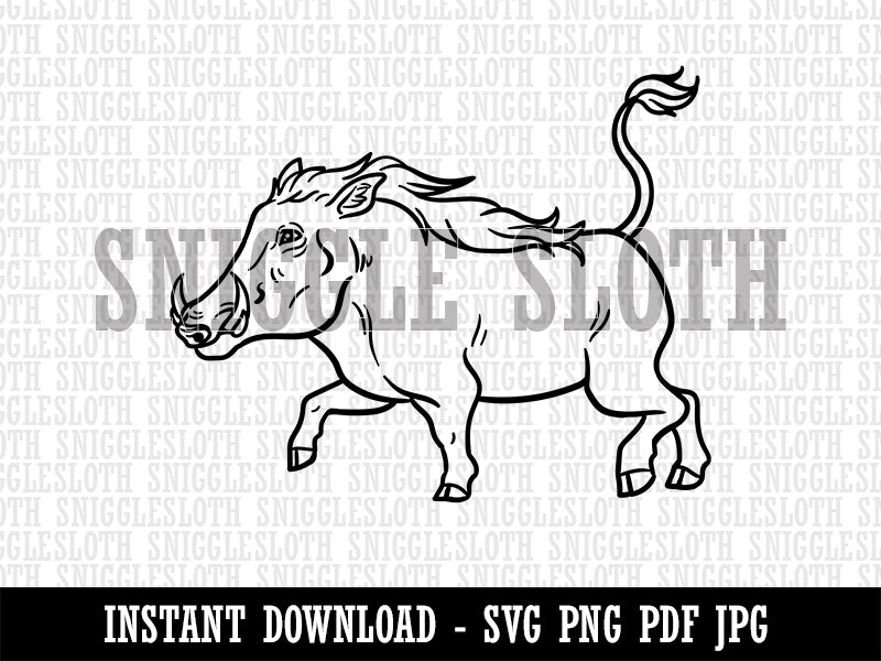 Common Warthog Pig Clipart Digital Download SVG PNG JPG PDF Cut Files