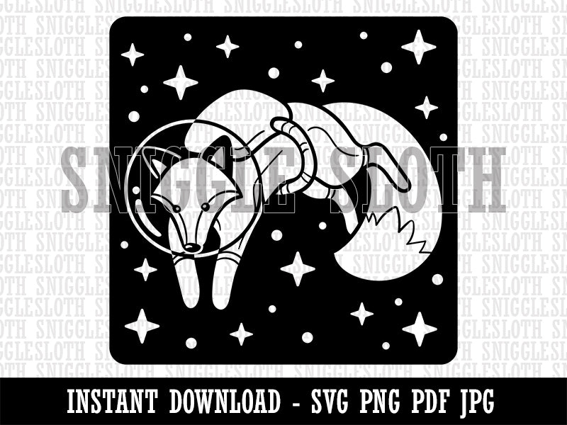 Fox Astronaut Floating in Space Clipart Digital Download SVG PNG JPG PDF Cut Files