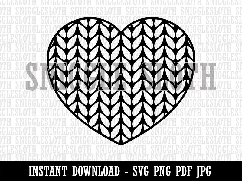 Adorable Knitted Heart Knitting Yarn Crafts Clipart Digital Download SVG PNG JPG PDF Cut Files