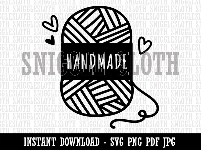 Cute and Sweet Handmade Skein of Yarn Knitting Crocheting Clipart Digital Download SVG PNG JPG PDF Cut Files